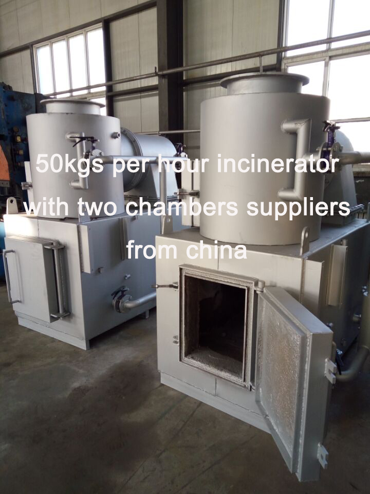 50kgs per hour incinerator with two chambers suppliers from china