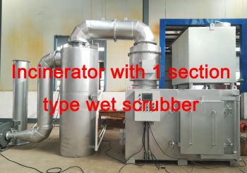 Incinerator with 1 or 3 section type wet scrubber