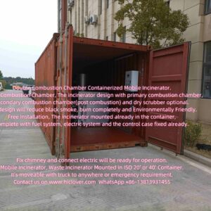 Double Combustion Chamber Containerized Mobile Incinerator